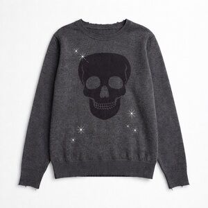 27 Miles Malibu Charcoal Skull Crewneck Sweater